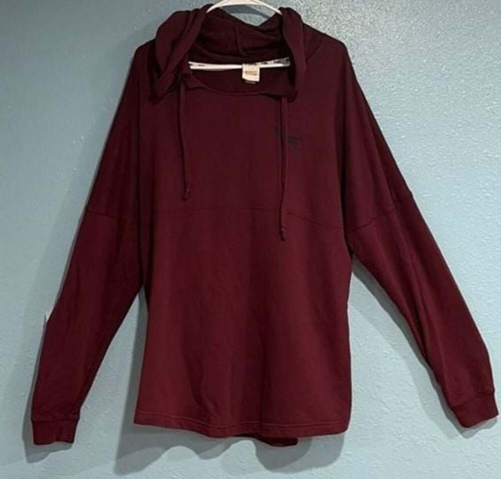 Victoria's Secret PINK Maroon Pullover Hoodie Sweatshirt with Logo